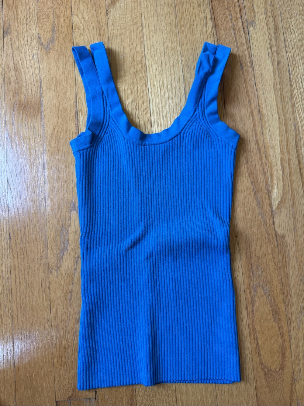 Reiss Scoop Neck Ribbed Tank in Bright Blue